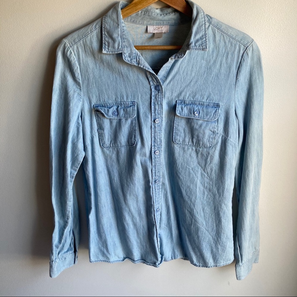 LOFT Ann Taylor light denim shirt button down